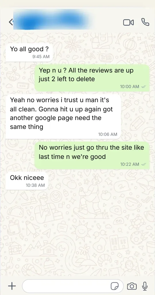 Screenshot of a satisfied customer review on Google