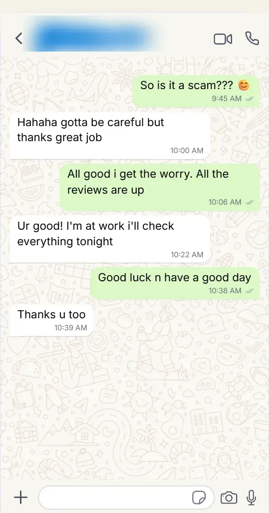 Customer result after ordering reviews on Google Maps